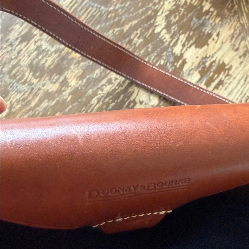 DOONEY & BOURKE signature Crescent Hobo Bag blue canvas with brown leather trim